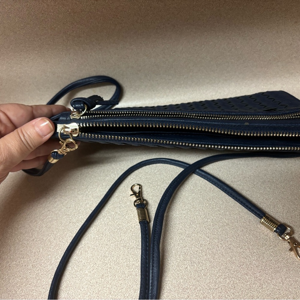 Navy Woven Crossbody Bag - Picture 3 of 7